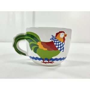 Vintage 90s FTD Rooster Chicken Soup Bouquet Coffee Mug 3D Handle Cottage Kitsch